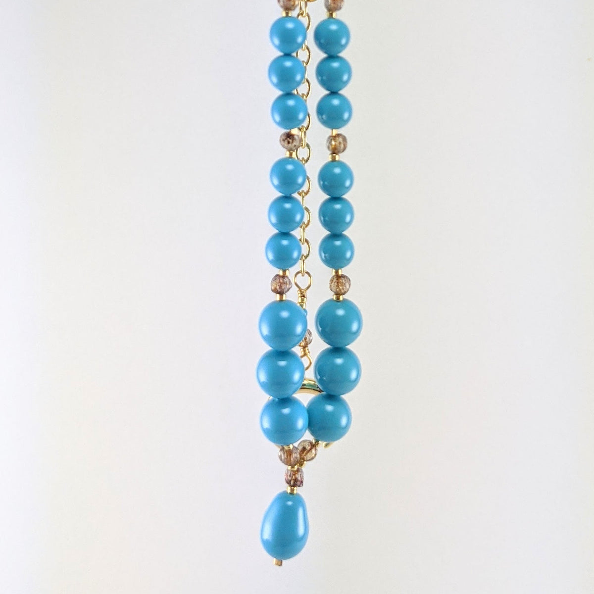 Turquoise blue crystal pearl necklace