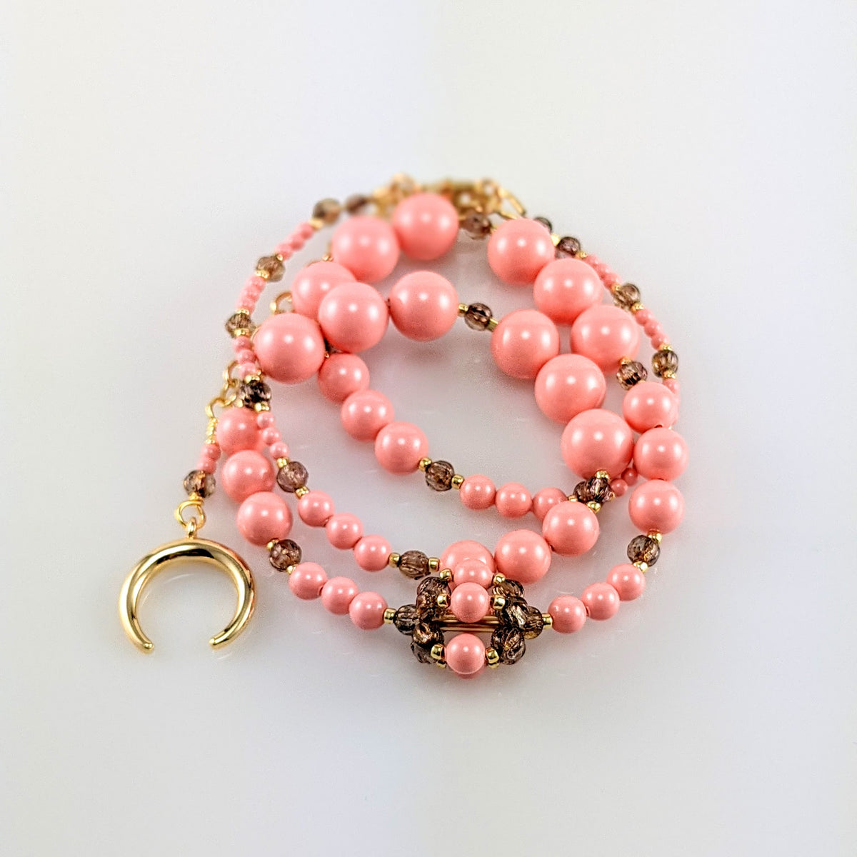 Pink crystal pearl necklace
