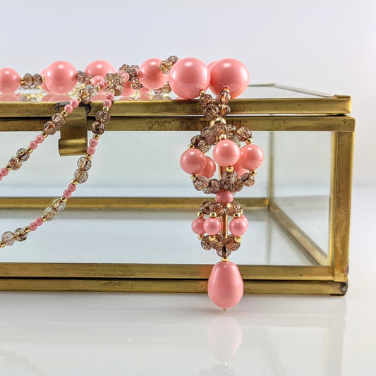 Pink crystal pearl necklace