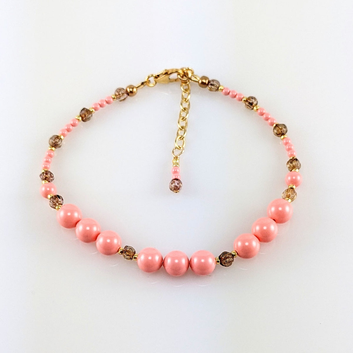 Pink crystal pearl bracelet