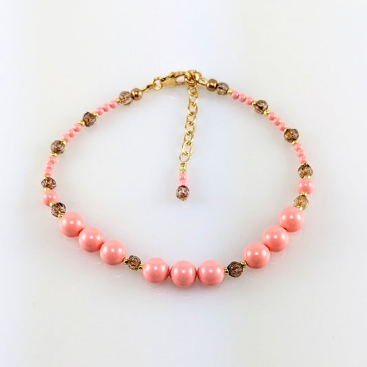 Pink crystal pearl bracelet