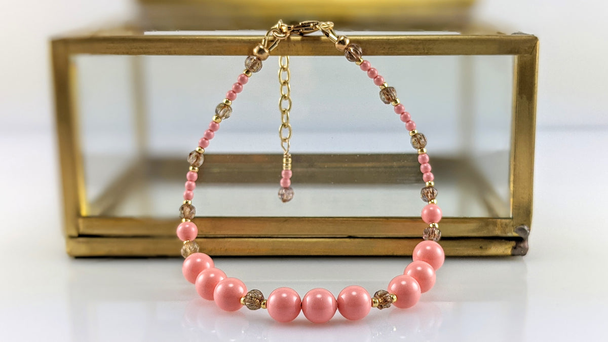 Pink crystal pearl bracelet