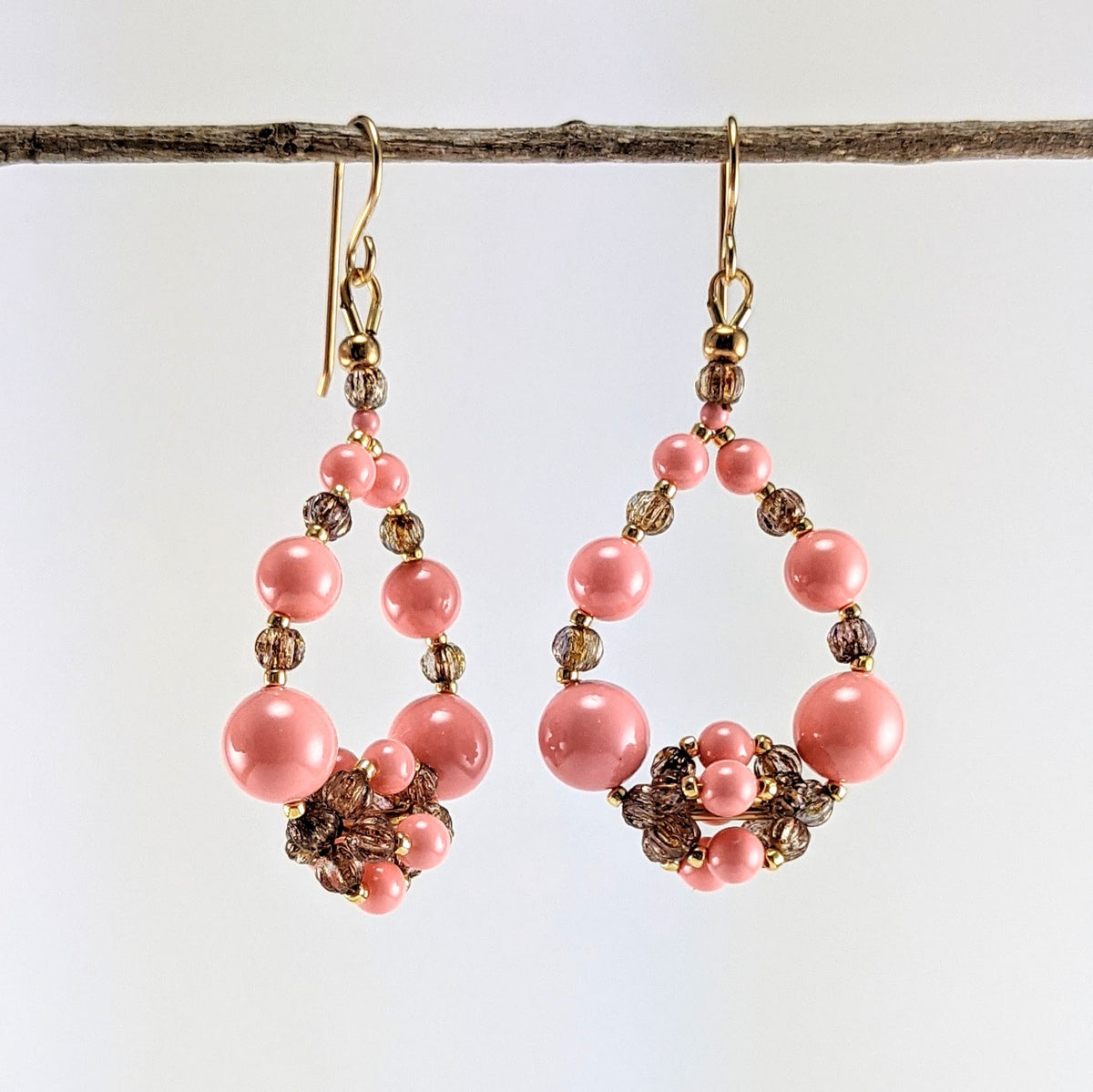 Pink Crystal pearl earrings
