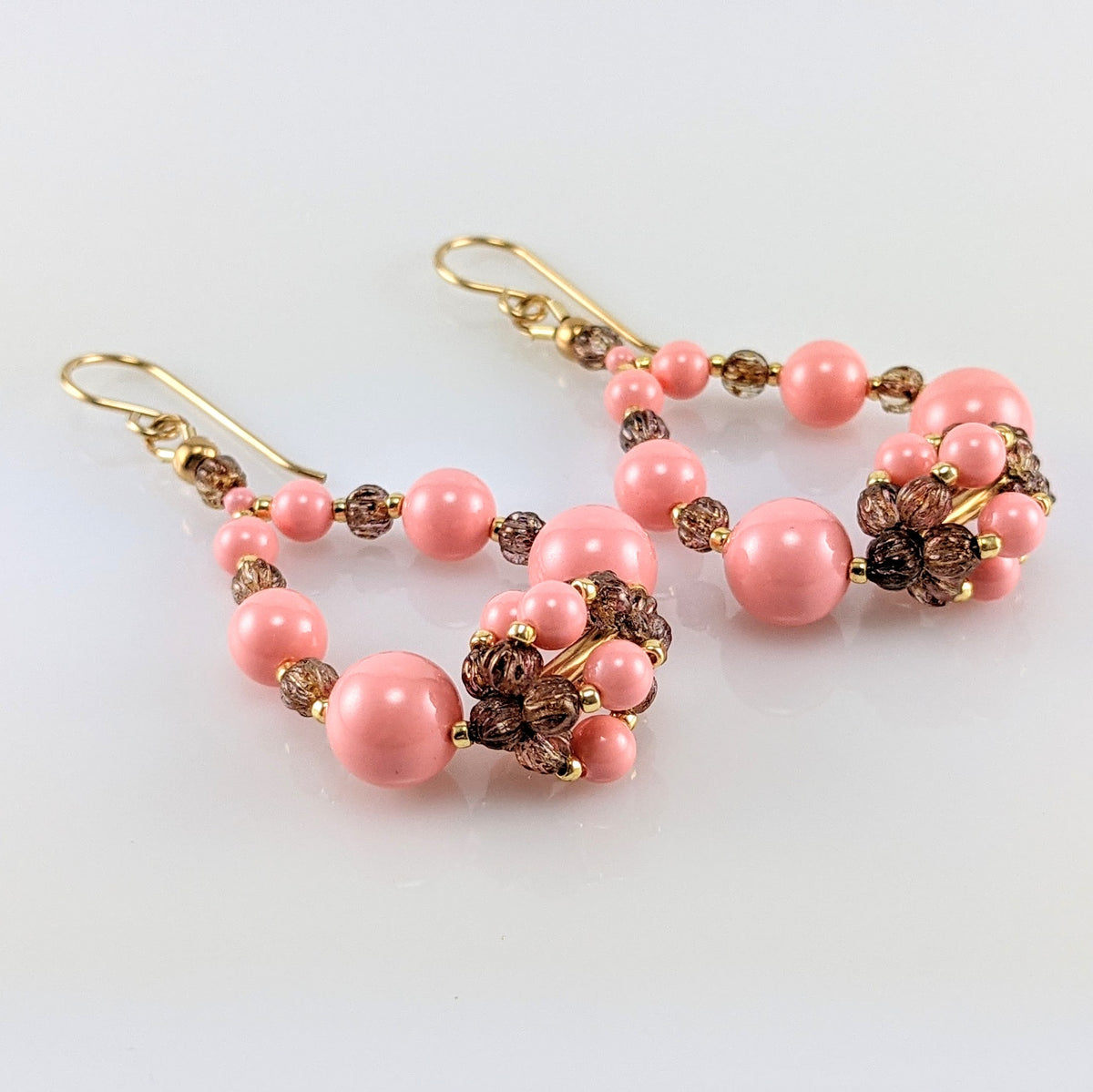 Pink Crystal pearl earrings