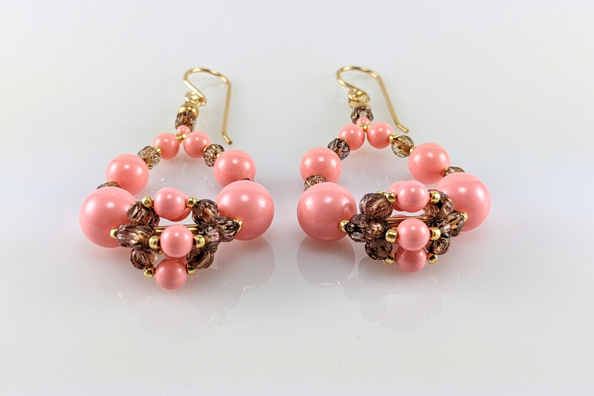 Pink Crystal pearl earrings