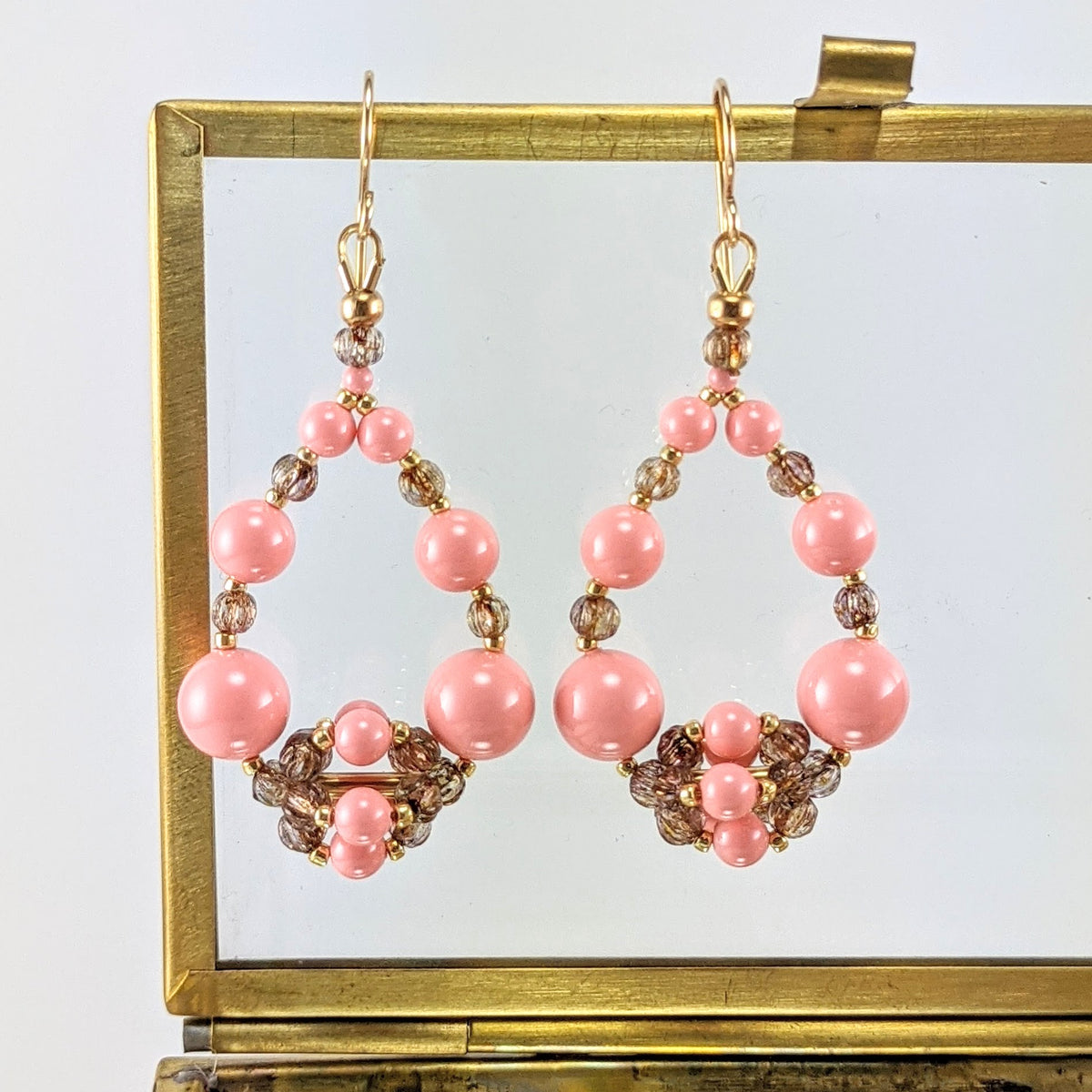 Pink Crystal pearl earrings