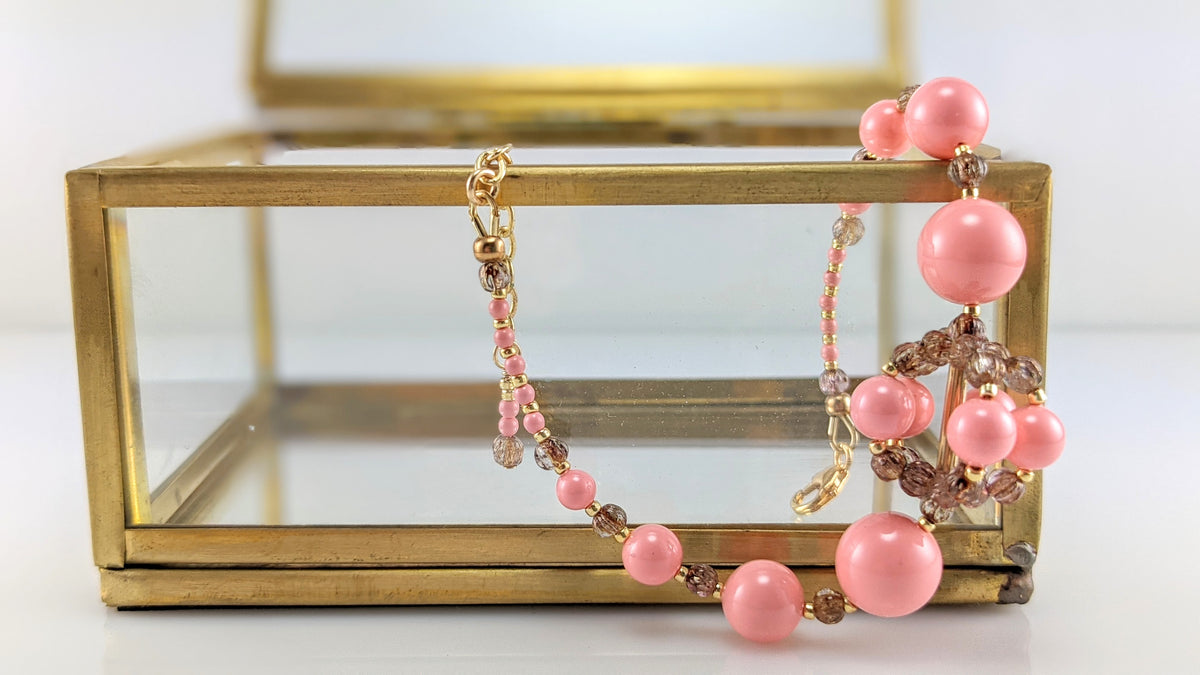 Pink crystal pearl bracelet