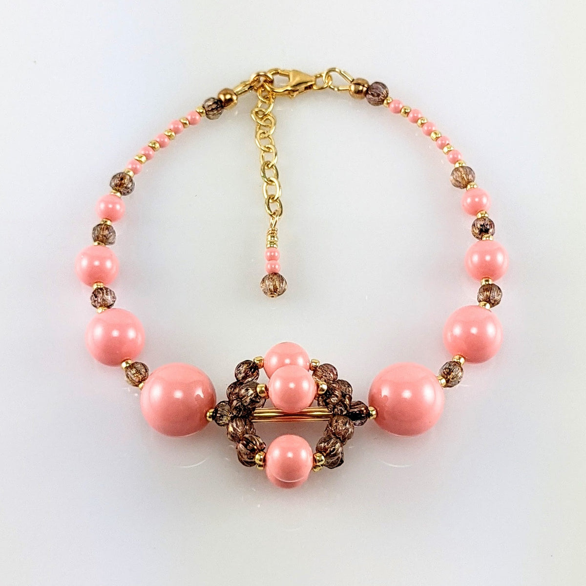 Pink crystal pearl bracelet