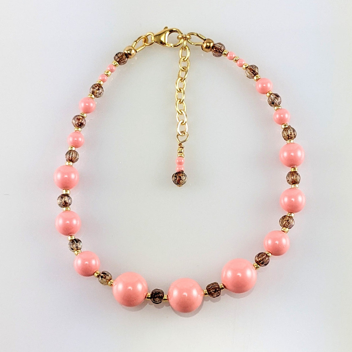 Pink crystal pearl bracelet