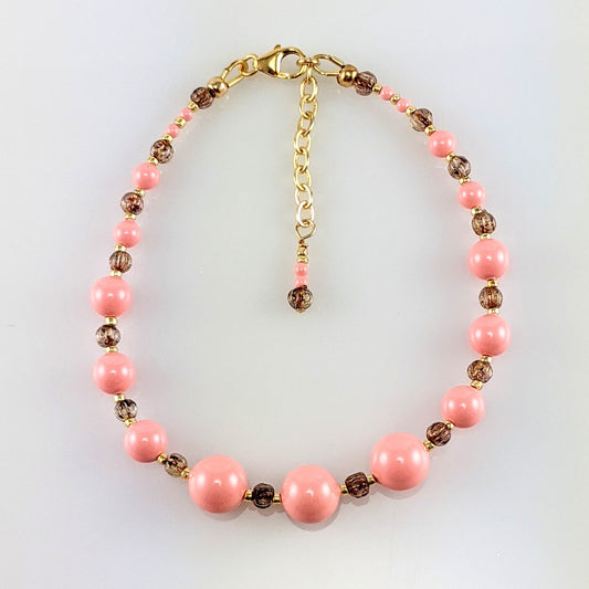 Pink crystal pearl bracelet