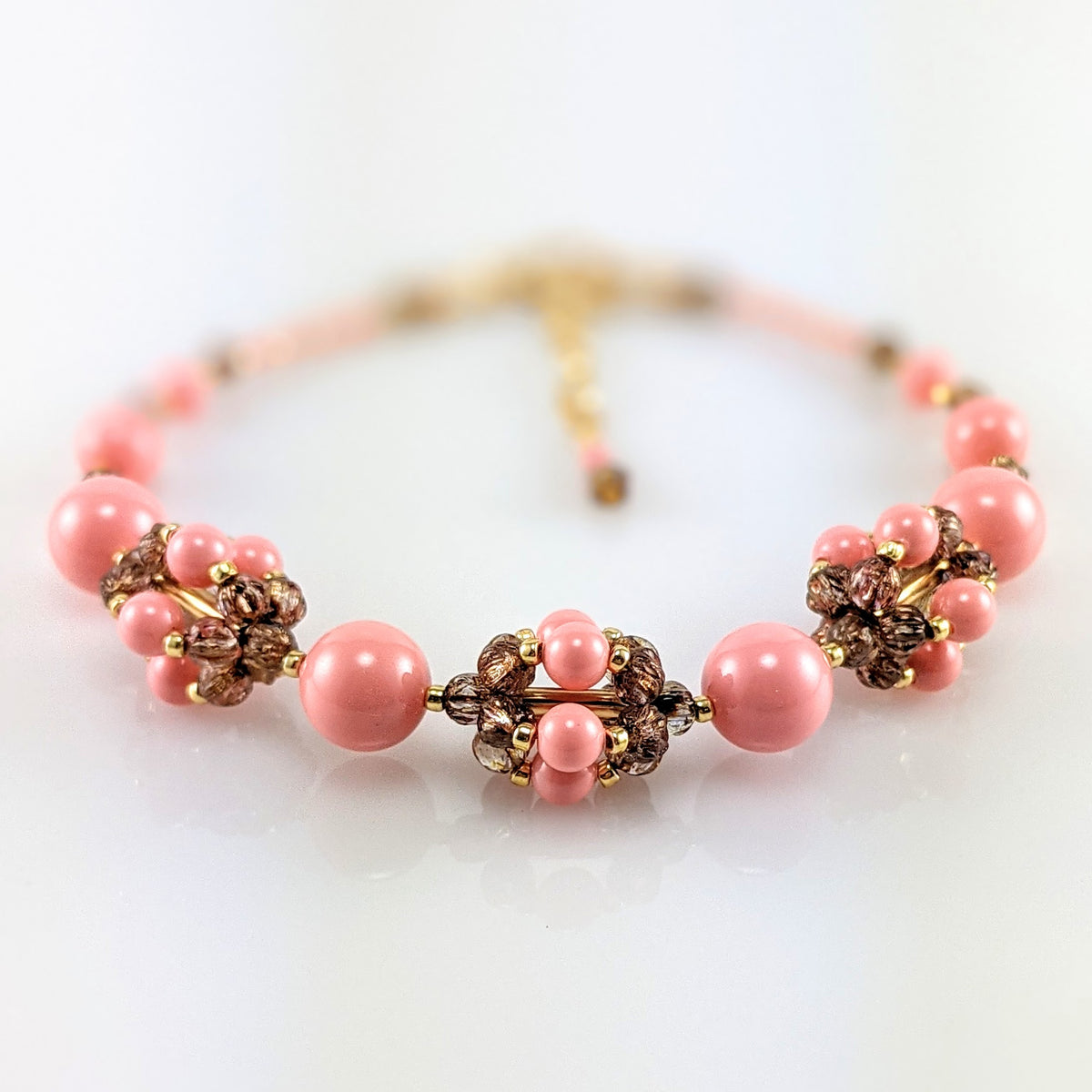 Pink crystal pearl bracelet