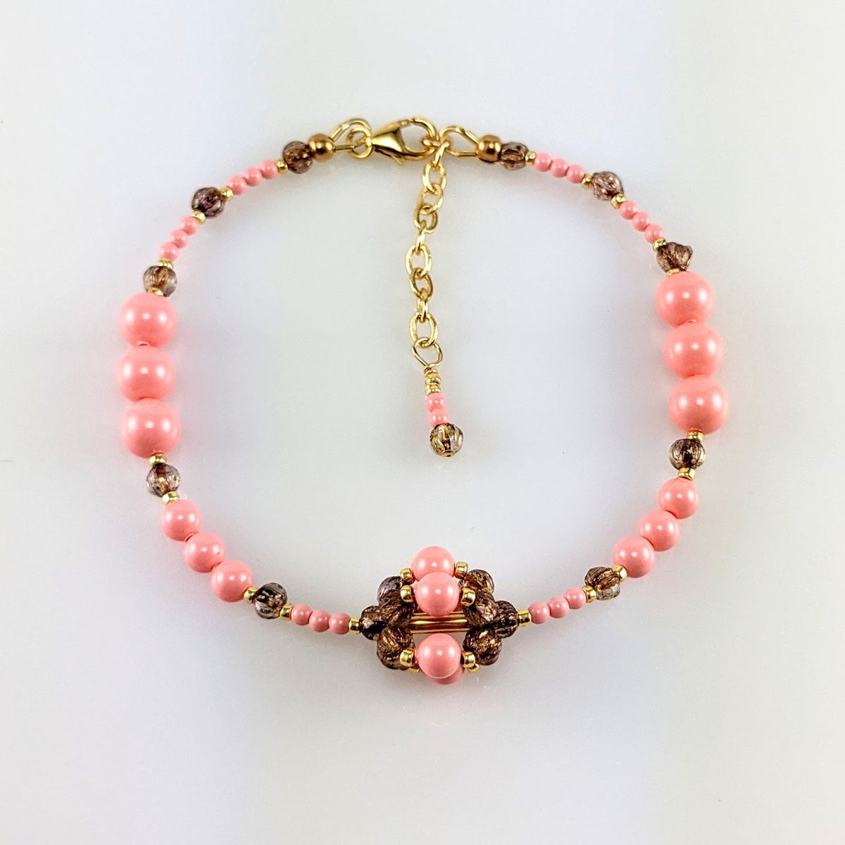 Pink crystal pearl bracelet