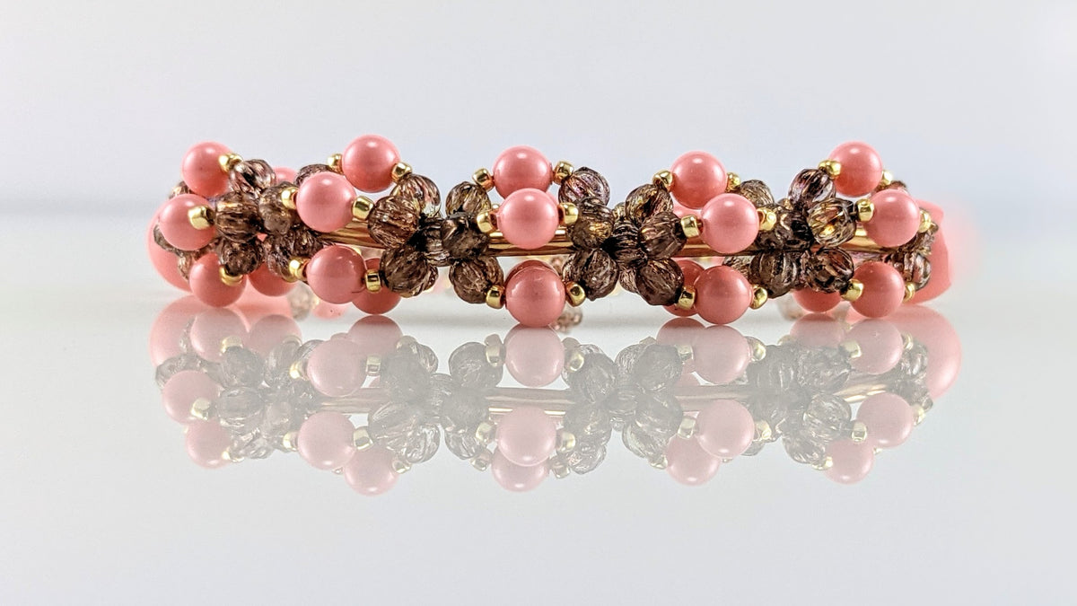 Pink crystal pearl bracelet
