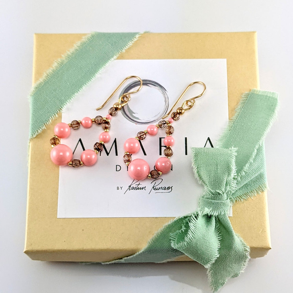 Pink crystal pearl earrings