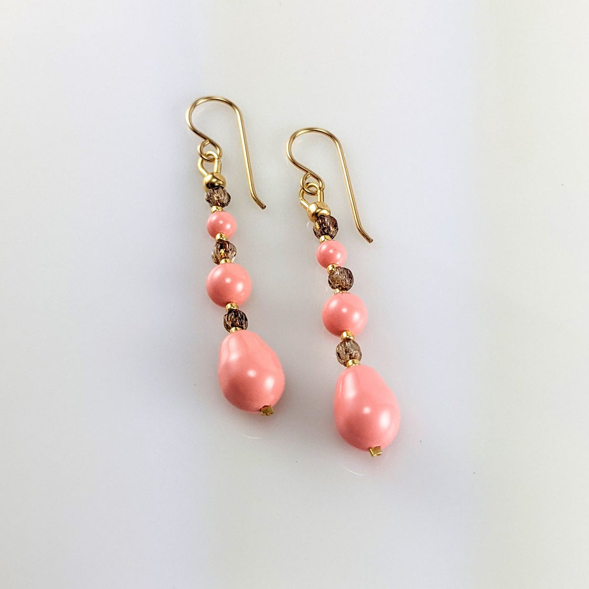 Pink crystal pearl earrings