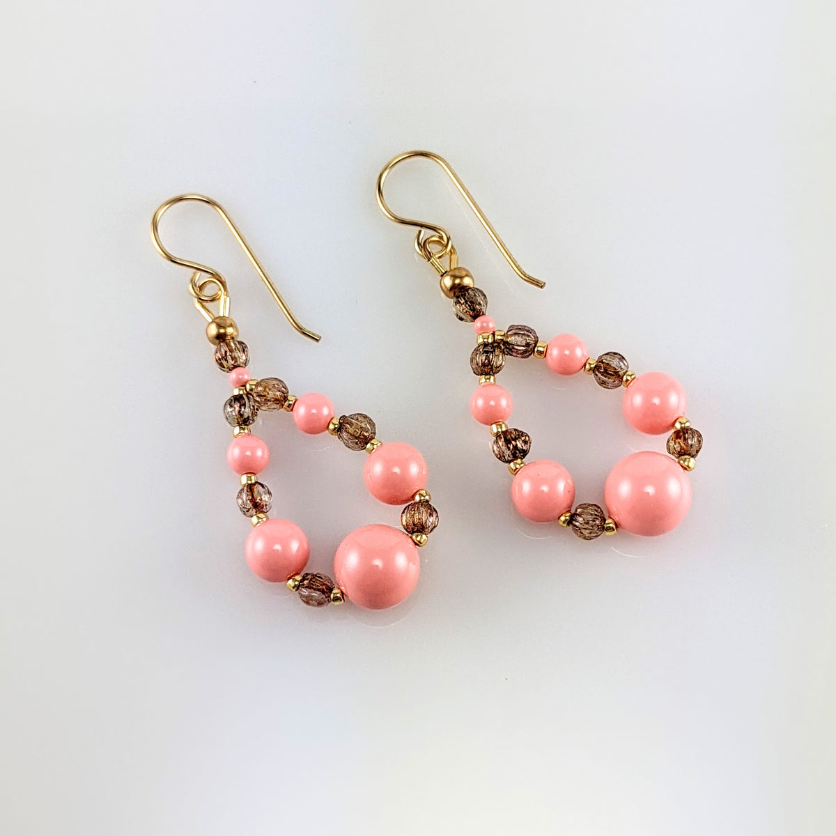 Pink crystal pearl earrings