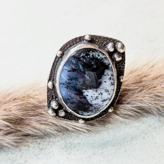 Dendritic Agate Silver Ring