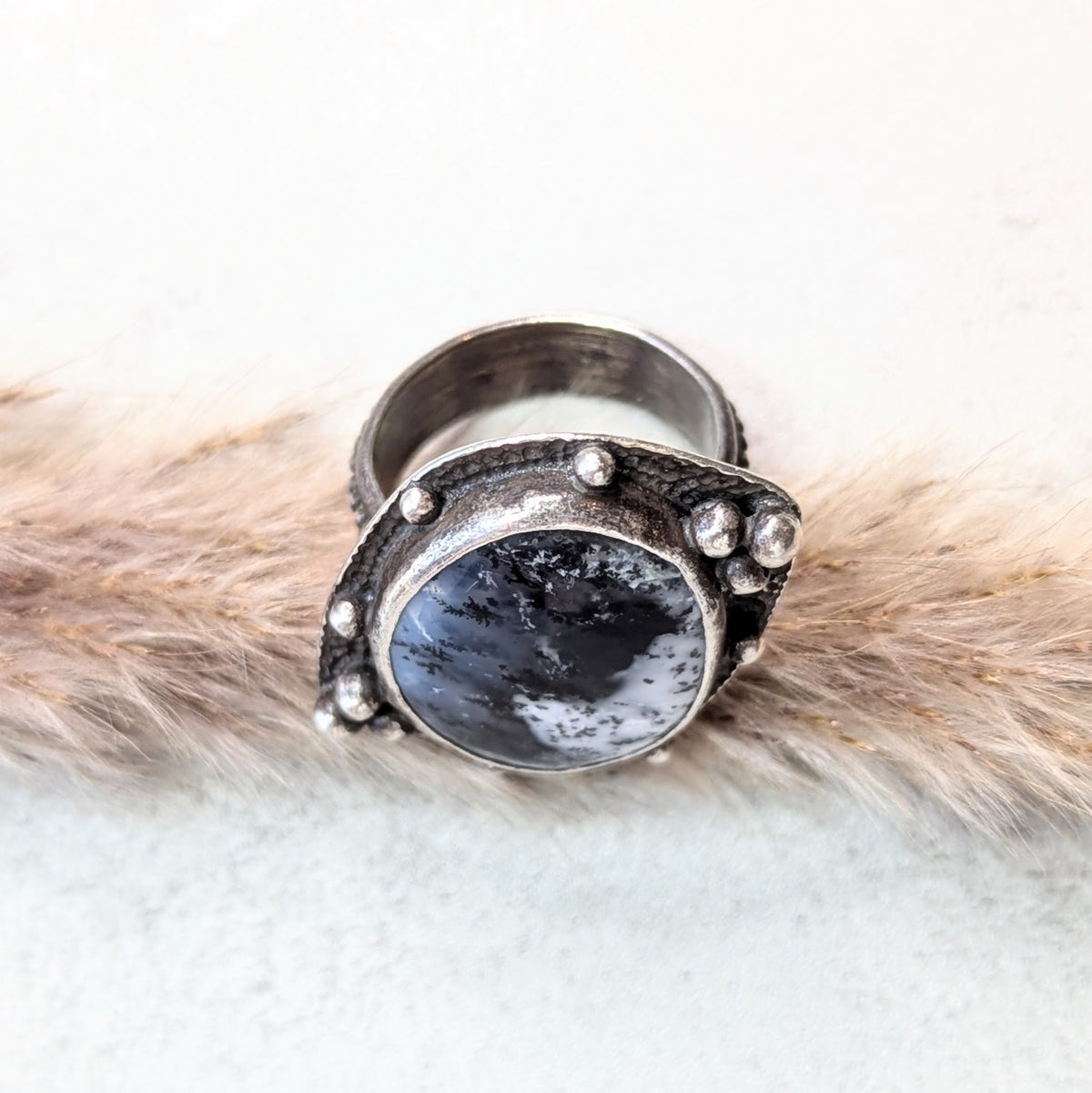 Dendritic Agate Silver Ring