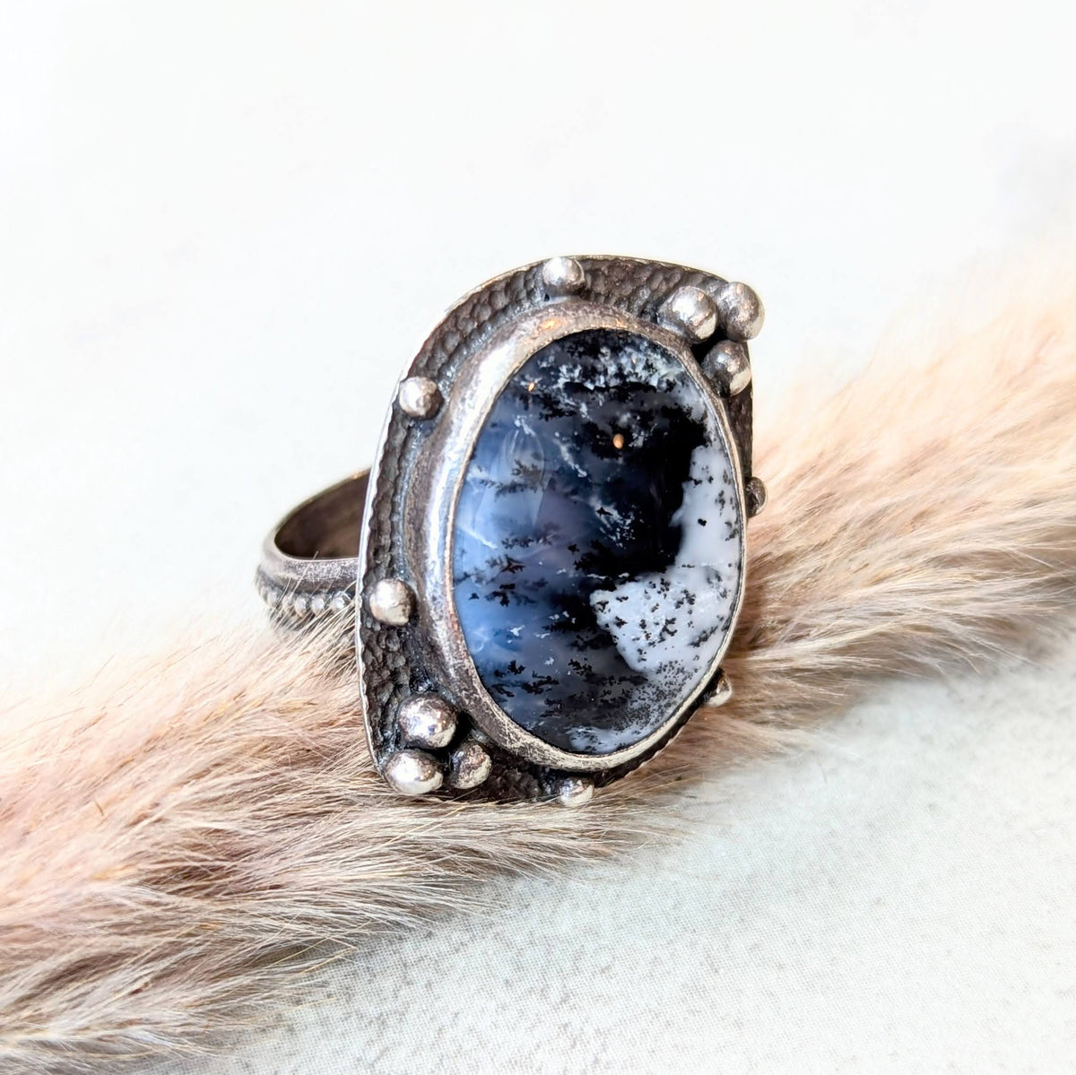 Dendritic Agate Silver Ring