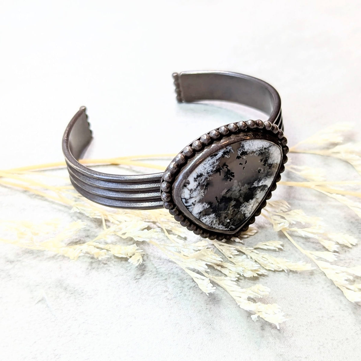 Dendritic Agate Silver Cuff