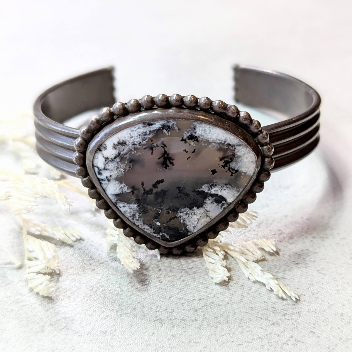 Dendritic Agate Silver Cuff