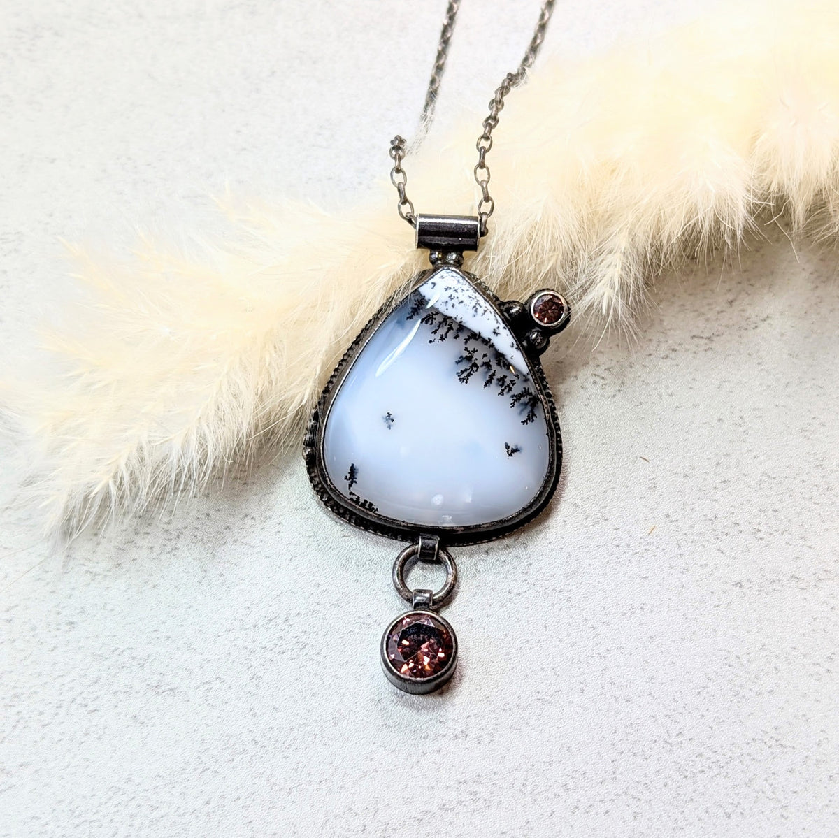 Dendritic Agate Necklace with Umber Accents
