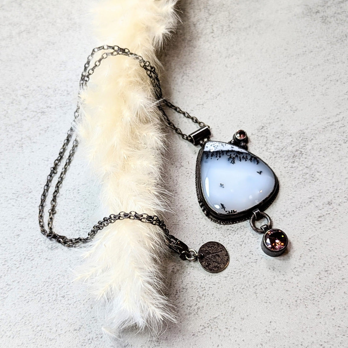 Dendritic Agate Necklace with Umber Accents