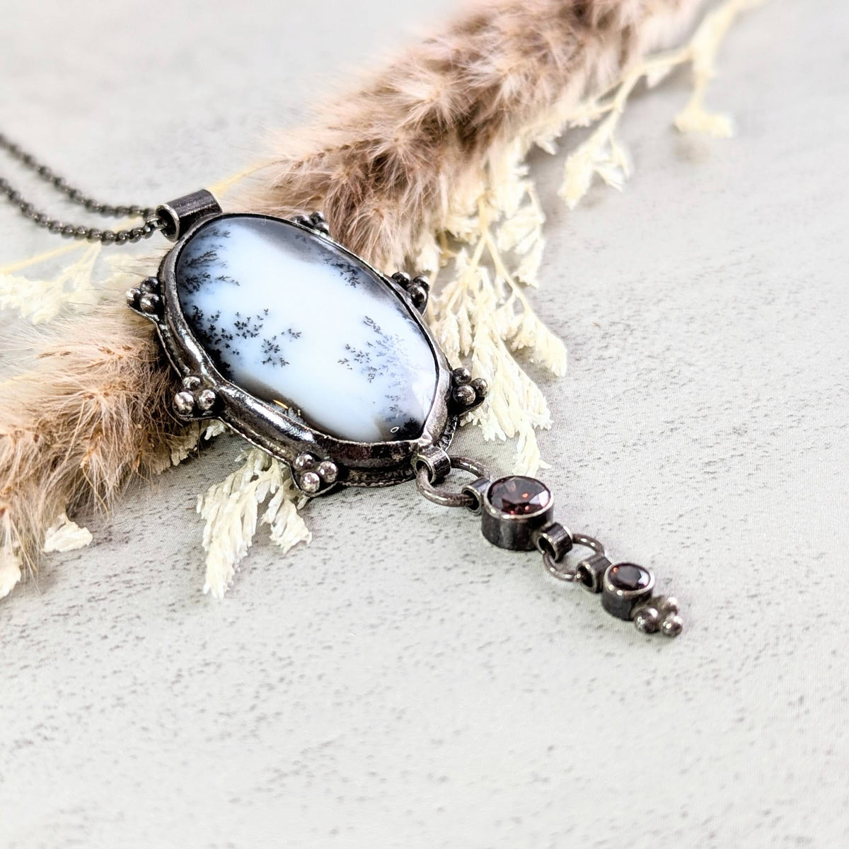 Dendritic Agate Necklace with Umber Accents