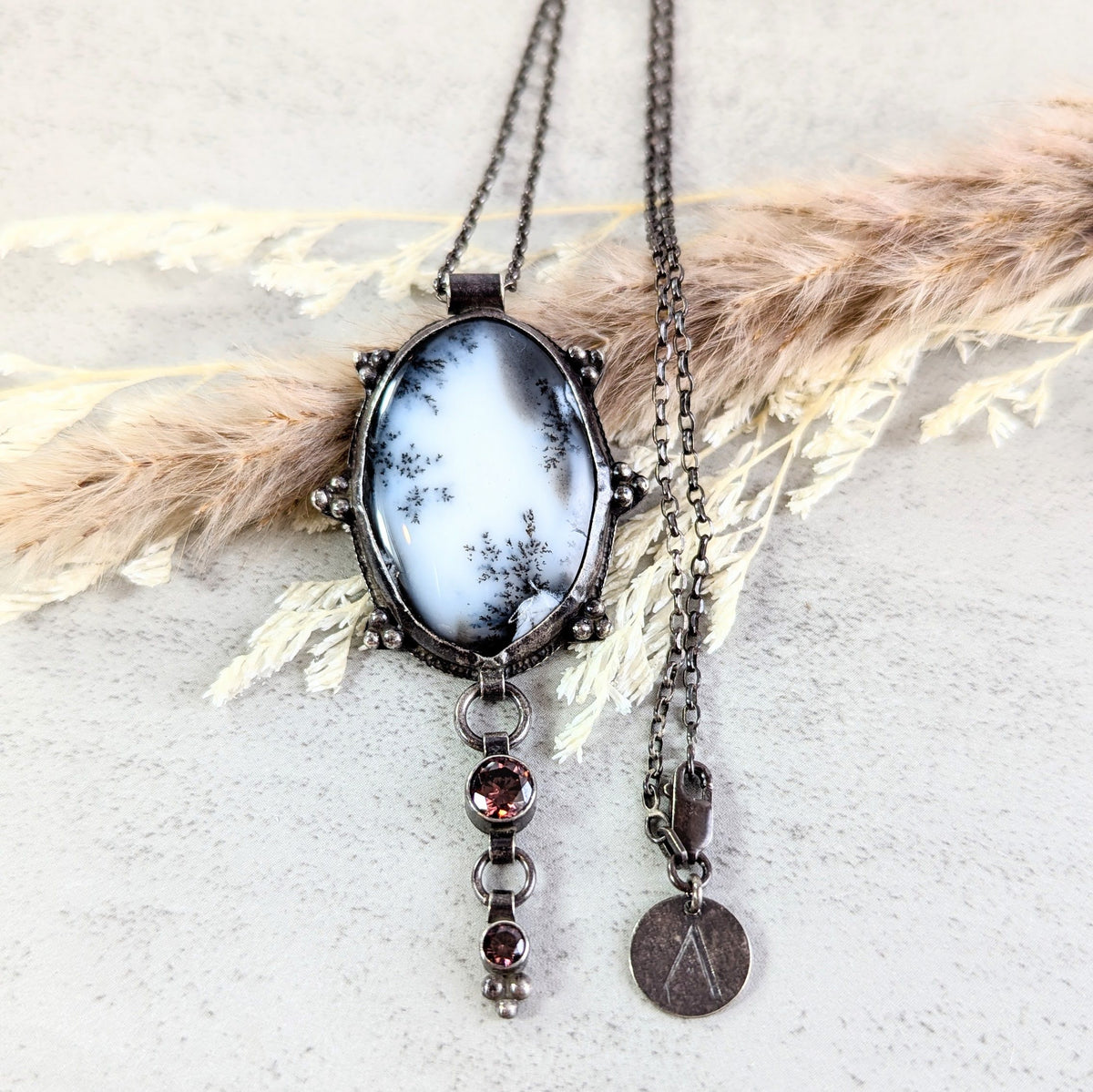 Dendritic Agate Necklace with Umber Accents