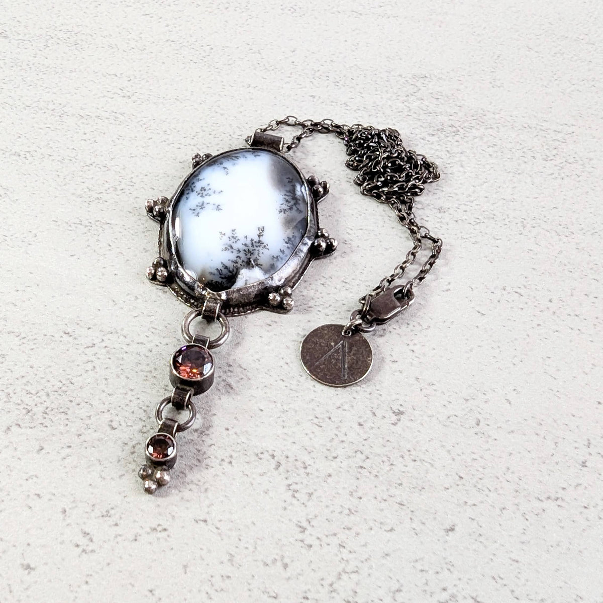 Dendritic Agate Necklace with Umber Accents