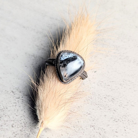 Dendritic Agate Silver Ring