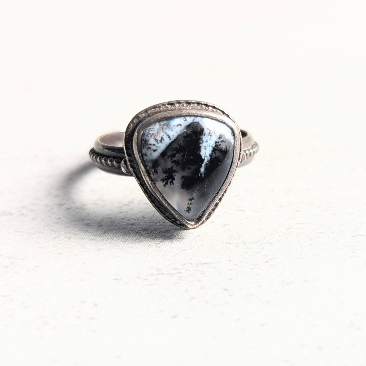 Dendritic Agate Silver Ring