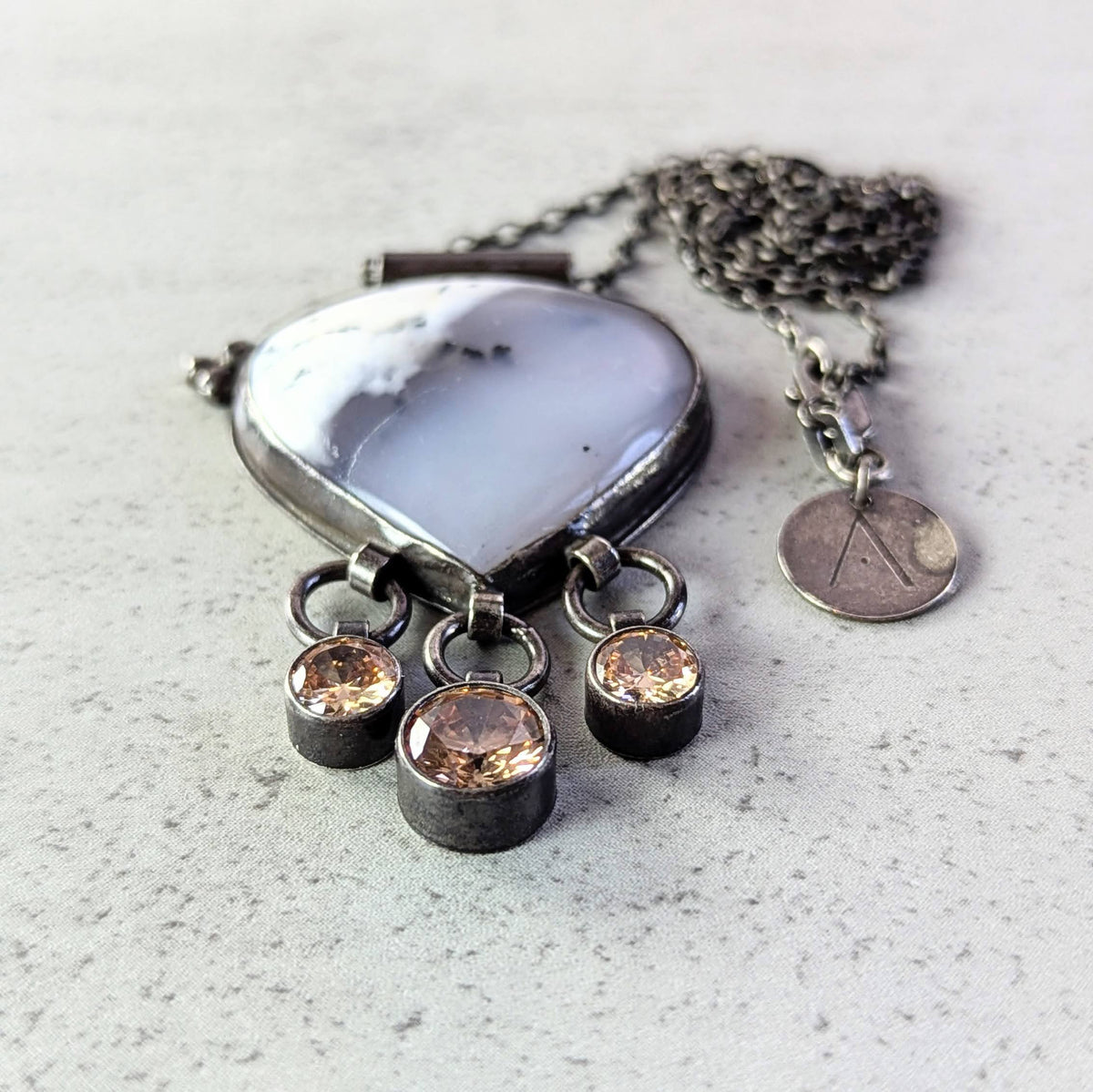 Dendritic Agate necklace with Golden Accents