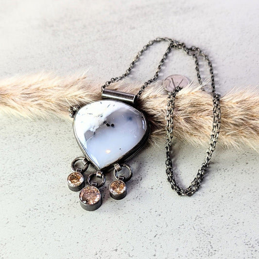 Dendritic Agate necklace with Golden Accents
