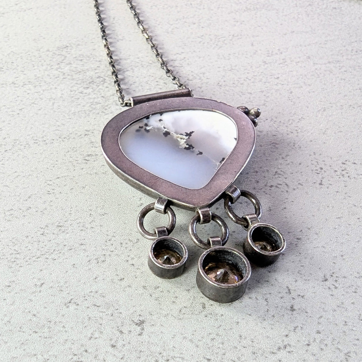 Dendritic Agate necklace with Golden Accents