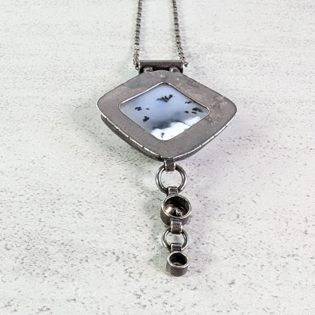 Dendritic Agate Necklace with Golden Accents
