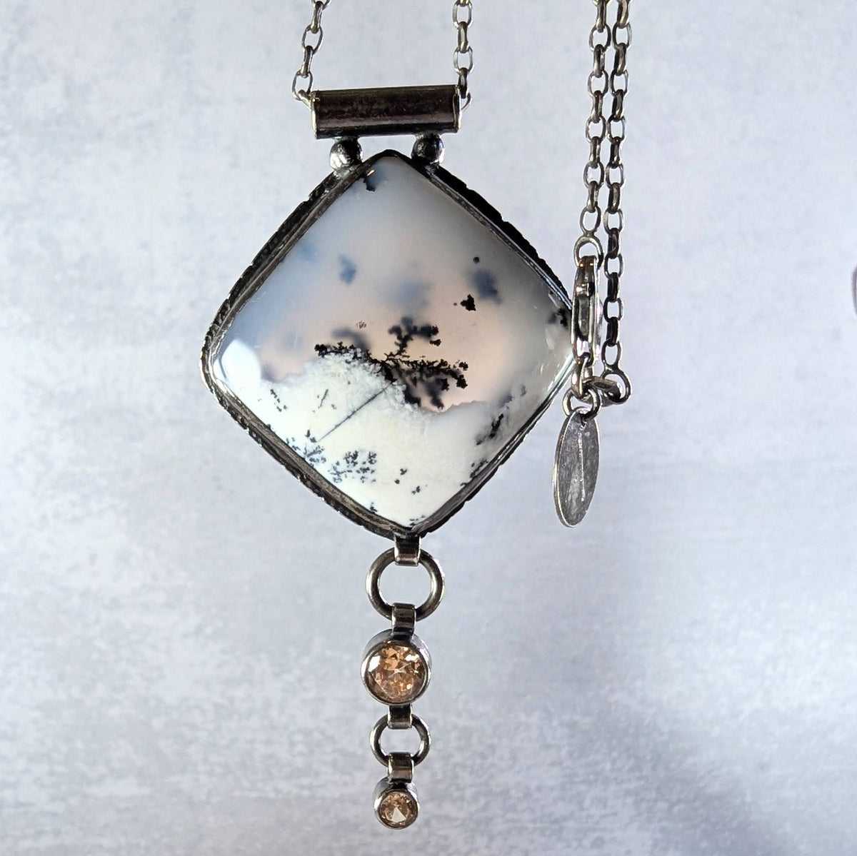 Dendritic Agate Necklace with Golden Accents