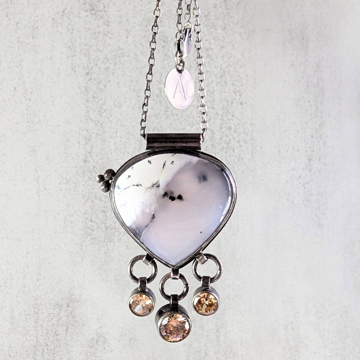 Dendritic Agate necklace with Golden Accents