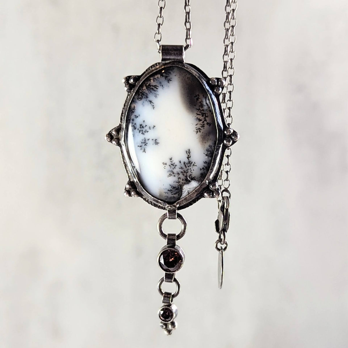 Dendritic Agate Necklace with Umber Accents