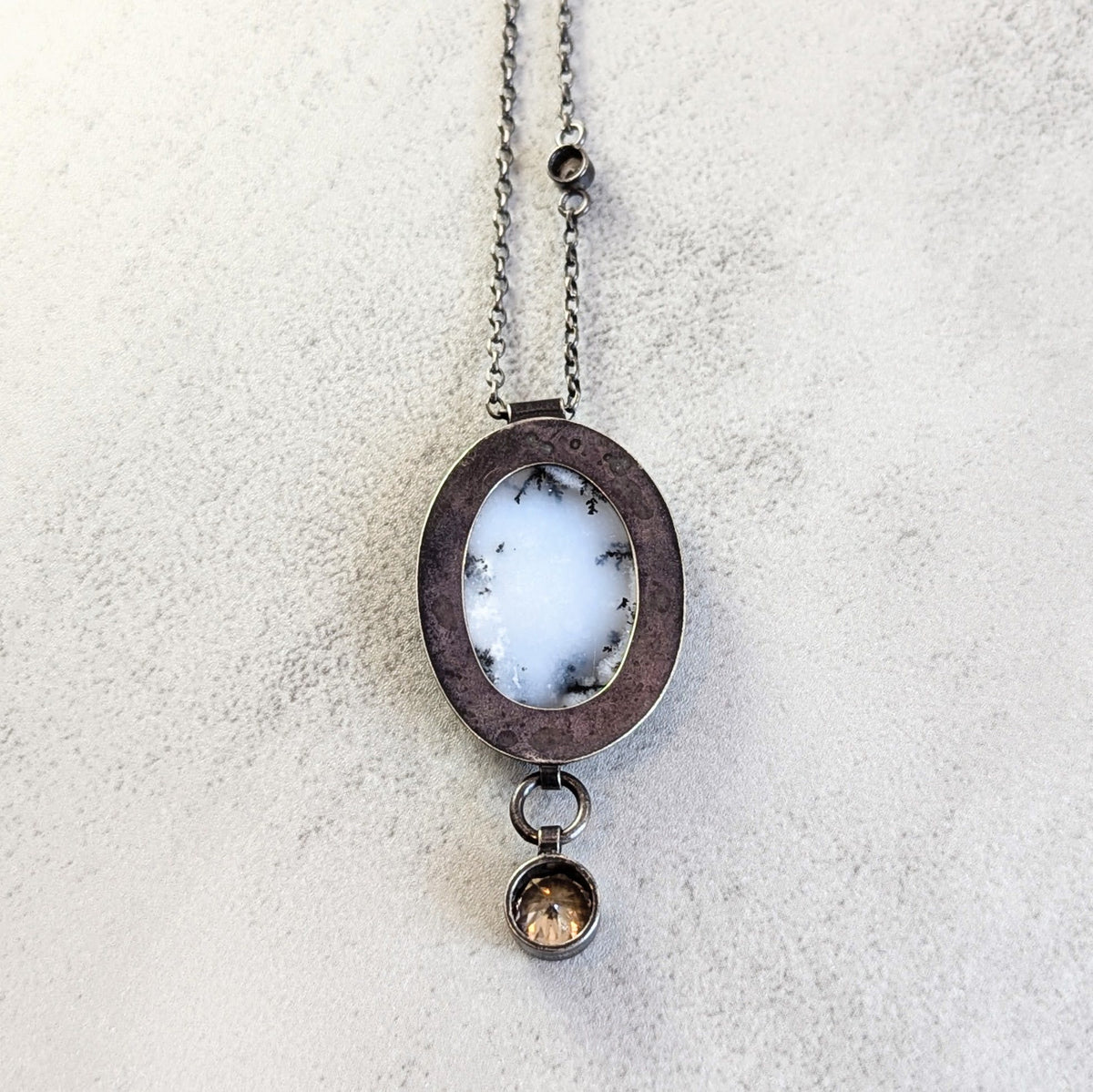 Dendritic Agate Necklace with golden Accents