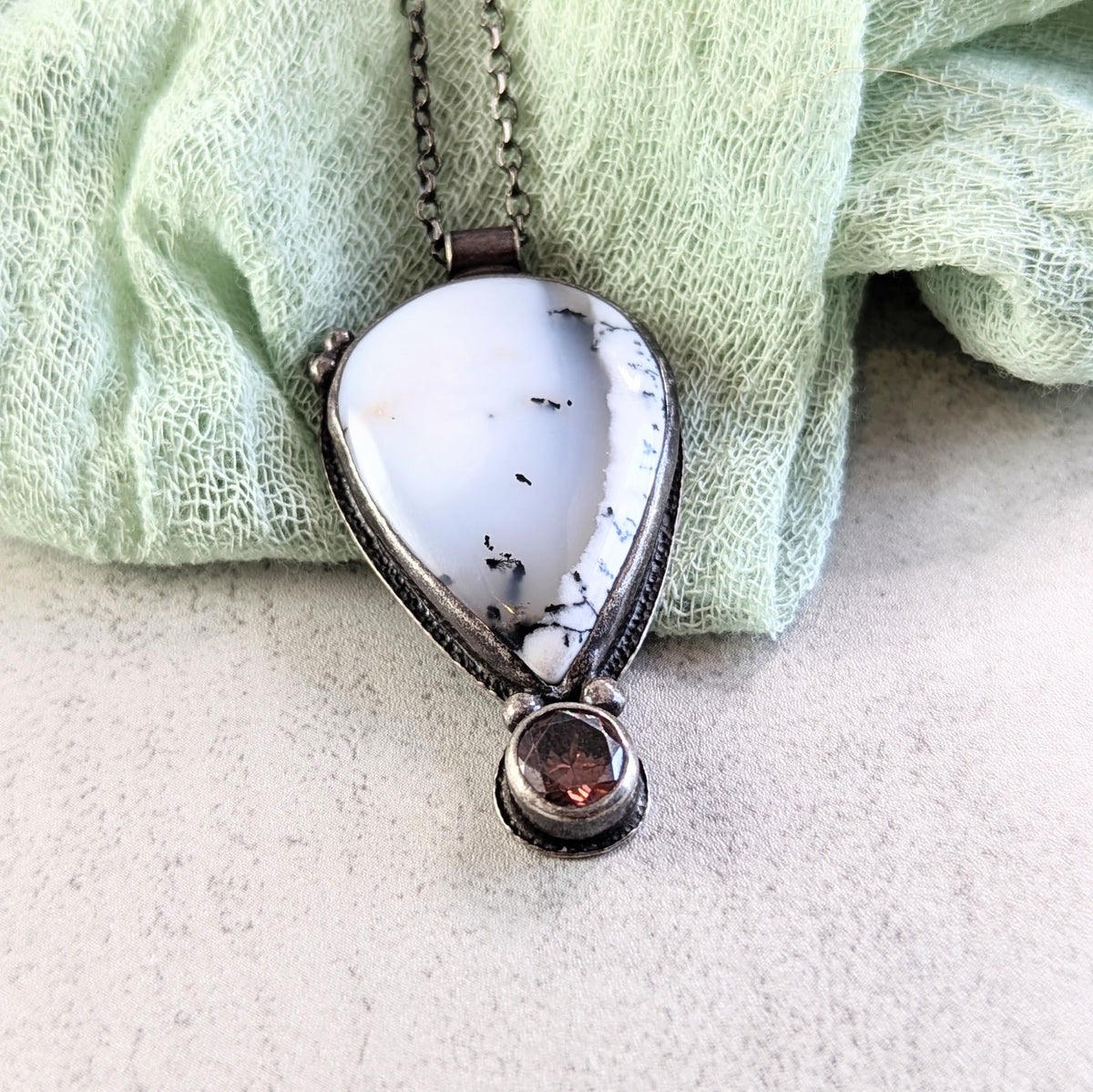 Dendritic Agate Necklace with umber accent