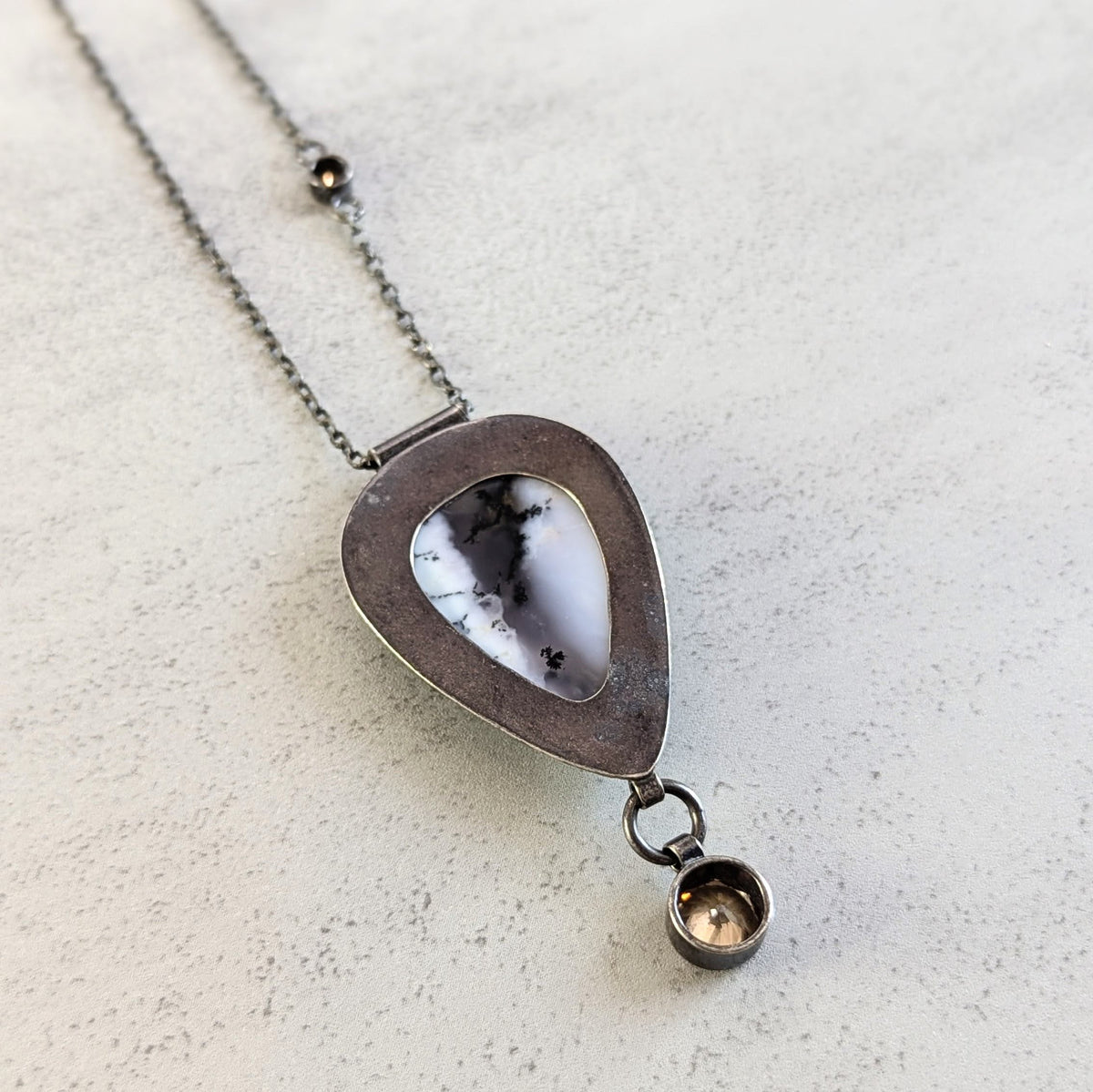 Dendritic Agate Necklace with Golden Accents
