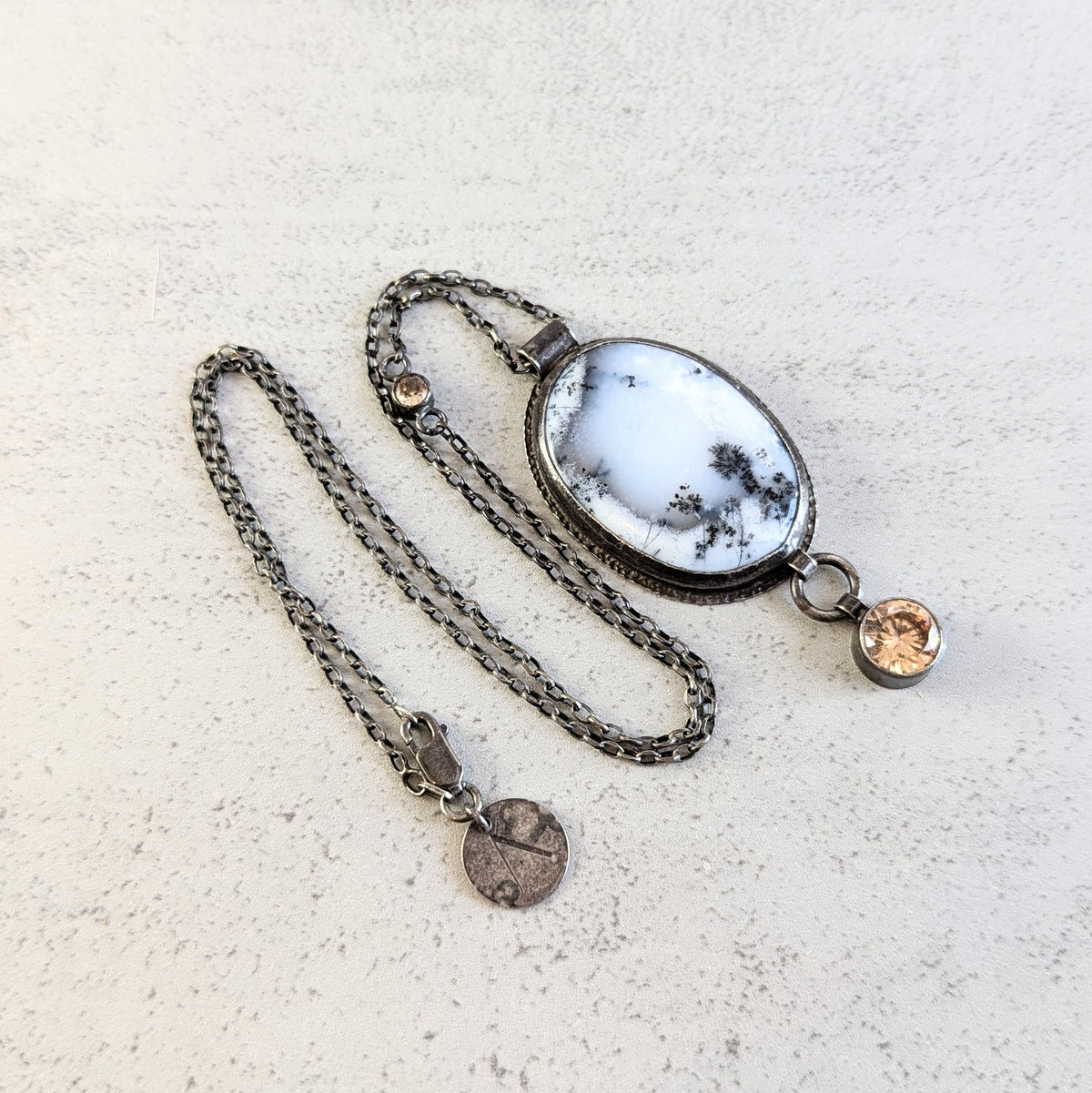 Dendritic Agate Necklace with golden Accents