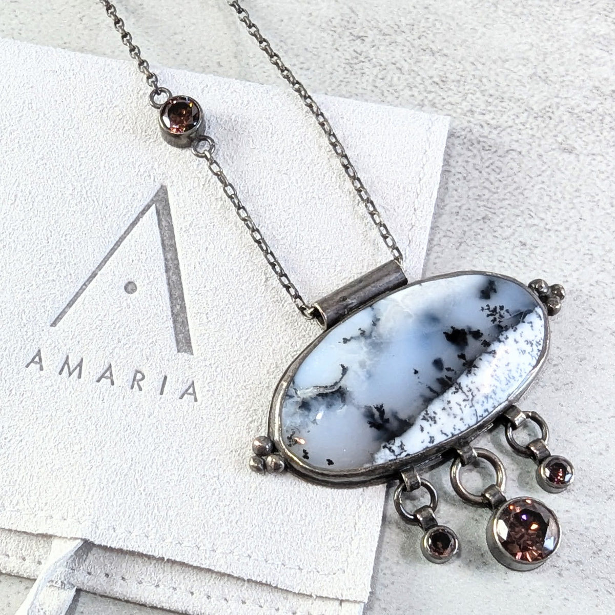 Dendritic Agate Necklace with umber Accents