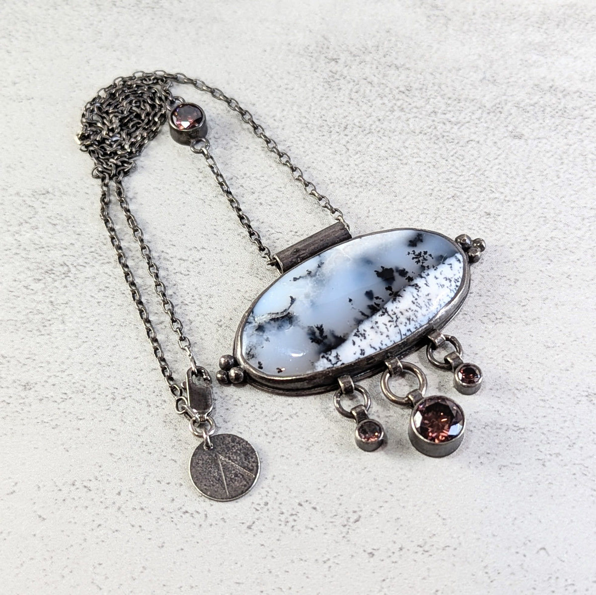 Dendritic Agate Necklace with umber Accents