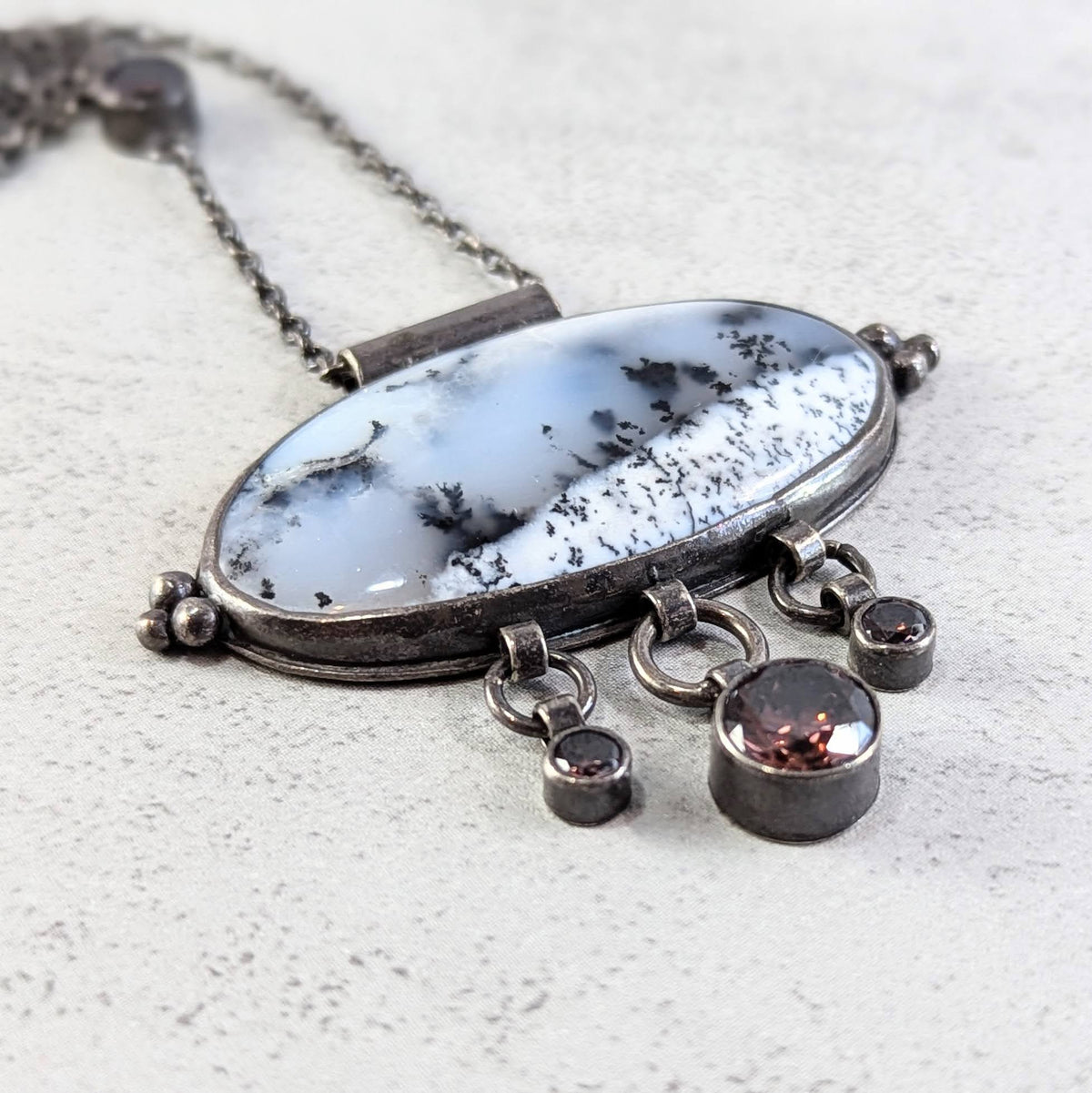Dendritic Agate Necklace with umber Accents