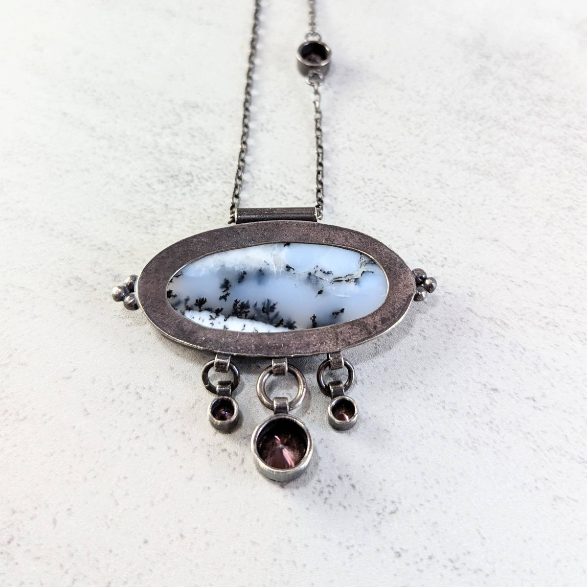 Dendritic Agate Necklace with umber Accents