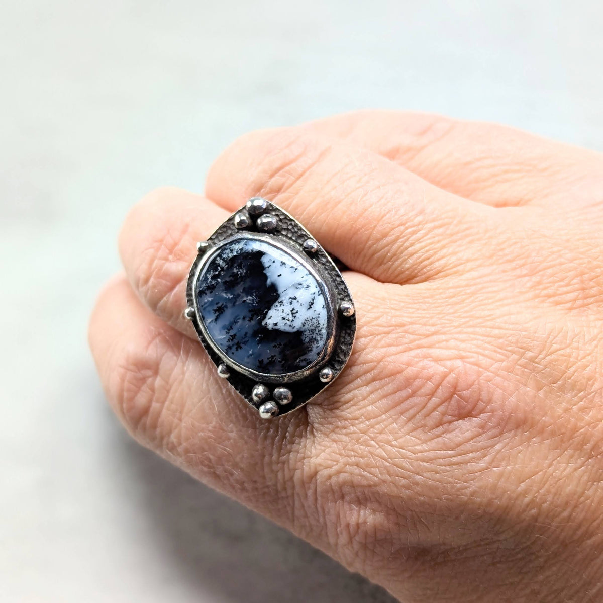 Dendritic Agate Silver Ring