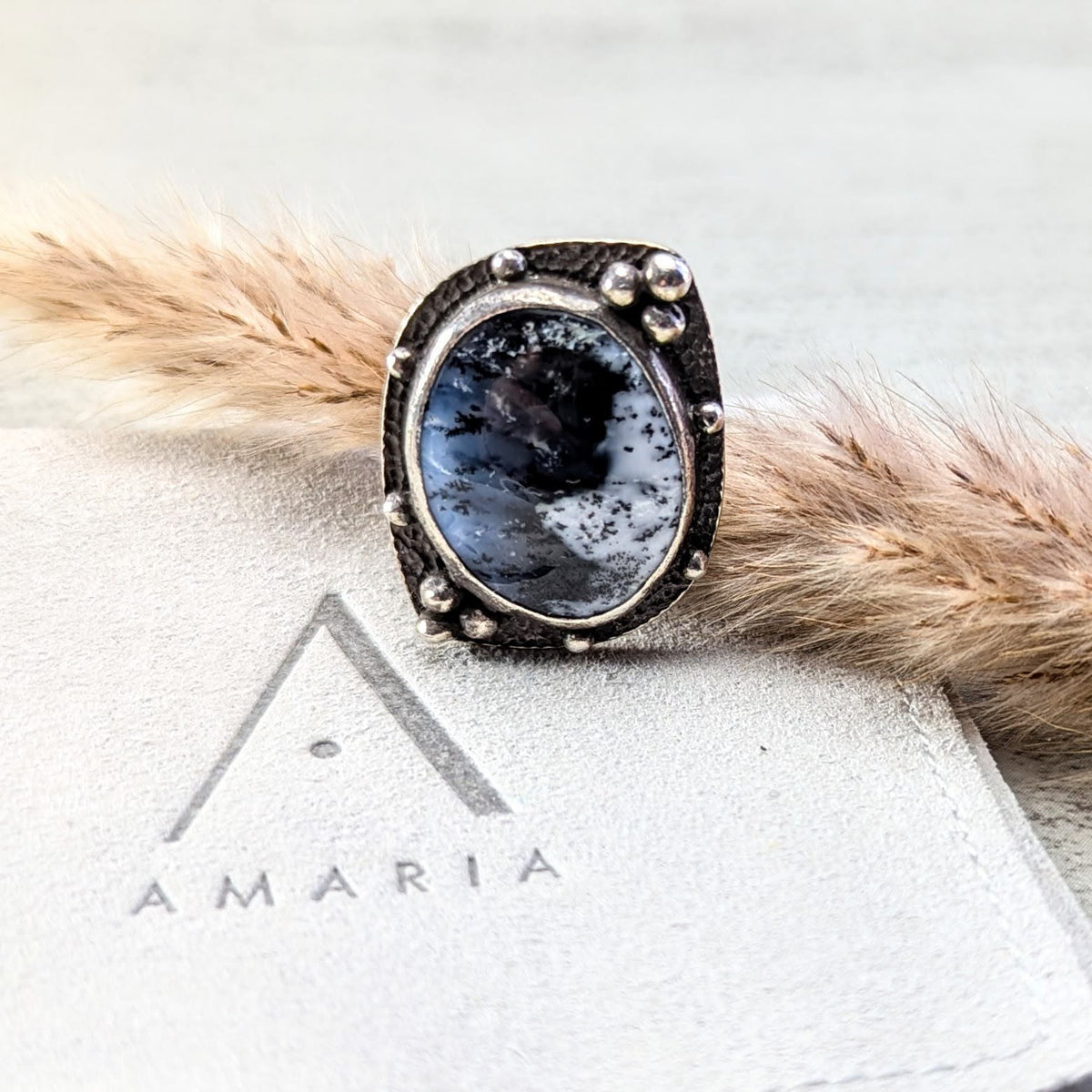 Dendritic Agate Silver Ring