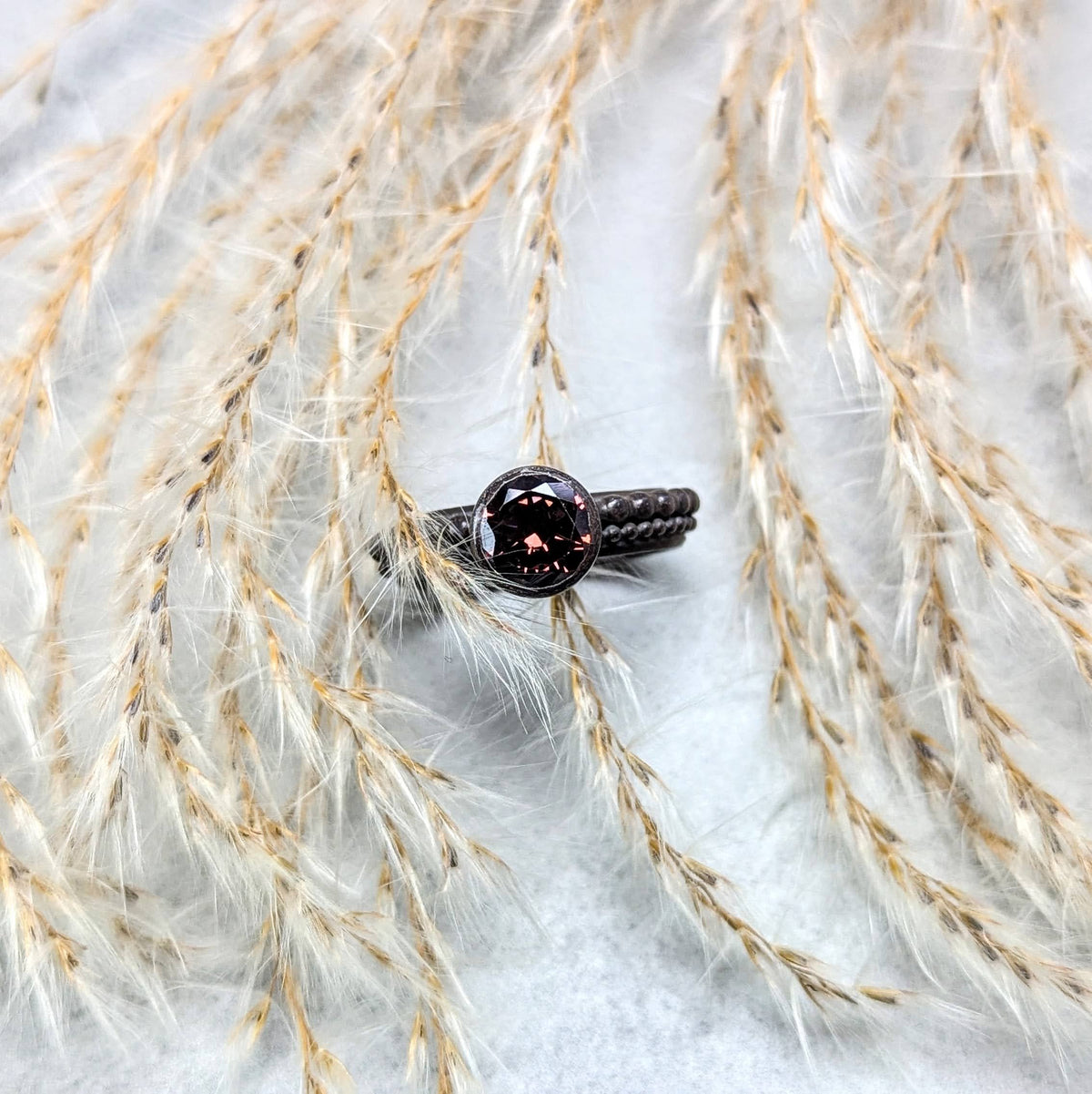 Umber cubic zirconia silver ring
